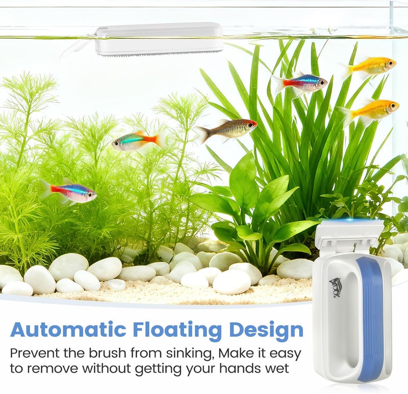 AQQA Aquarium Magetic Glass Cleaner Brush with 2 Detachable Scrapers Floating Fish Tank Cleaning Tools Algae Scraper for 0.45-0.66 inch Thick Glass/Acrylic Tanks (X-Large) - Image 2